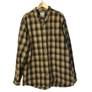 Carhartt Tall Brown & Tan Plaid Long Sleeve Button Down 2XL T